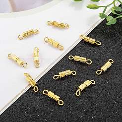 真鍮製ネジ式クラスプ  ジュエリー作りのための  コラム  ニッケルフリー  ゴールドカラー  14x3mm  穴：1.8mm&nbsp;KK-N254-05G-NF