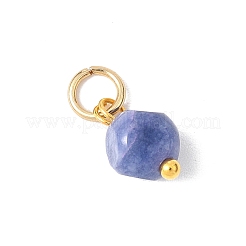 天然のカラフルなトルマリンのダイスチャーム  304ステンレススチール製丸カン付き  ゴールドカラー  10.5x6.5~7mm  穴：3.5mm&nbsp;PALLOY-JF04580-01