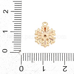 真鍮キュービックジルコニアチャーム1個  クリスマススノーフレーク  カラフル  18KGP本金メッキ  13x10x3mm  穴：1mm&nbsp;KK-YW0003-89