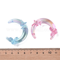 透明UVメッキアクリルビーズ  虹色の  蝶と土星の月  ミックスカラー  41.5x37.5x10.5mm  穴：2mm&nbsp;PACR-D288-28