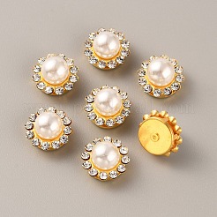花プラスチック ラインストーン飾りアクセサリー  鉄ベース  ゴールドカラー  11.5x8.5mm&nbsp;FIND-WH0143-90B