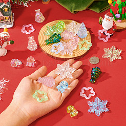 クリスマス用のアクリルリンクとペンダントパーツのDIYキット  混合図形  ミックスカラー  24~46x17.5~40.5x4.5~22mm  穴：1.8~2.5mm  2個/スタイル&nbsp;DIY-TA0011-24