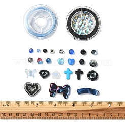 DIYブレスレット作りキット  アクリルビーズ入り  伸縮性のある糸  クロス＆バタフライ＆ハート＆レインボー＆イミテーションパール  ミックスカラー  598個/セット&nbsp;DIY-FS0005-18