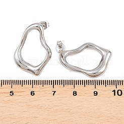 304ステンレススチールスタッドピアス  ナゲット  ステンレス鋼色  26x19mm&nbsp;EJEW-G457-01P