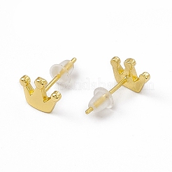 Brass Crown Stud Earrings for Women&nbsp;EJEW-P211-05G