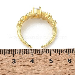 Brass Micro Pave Cubic Zirconia Cuff Open Rings&nbsp;RJEW-C163-25B-G