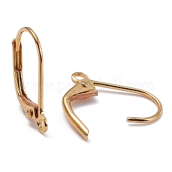 真鍮製フレンチフックピアスパーツ  カン付き  長持ちメッキ  18KGP本金メッキ  15.5x10x1.5mm  穴：1.5mm  ピン：0.7mm&nbsp;X-KK-F824-007G