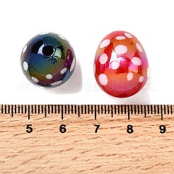UVメッキ不透明アクリルビーズ  虹色の  卵  ミックスカラー  20.5x16.5mm  穴：3mm&nbsp;OACR-H054-02