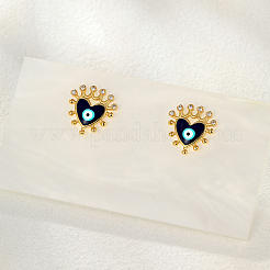 Fashionable Heart with Evil Eye Brass Stud Earrings&nbsp;TZ1681