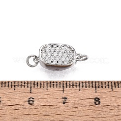 真鍮マイクロパヴェクリアキュービックジルコニアボックスクラスプ  オーバル  1連  1穴  プラチナ  1mm  穴：15.5x8x6mm  丸カン：2ミリ  4x0.5mm内径&nbsp;KK-Q074-04P