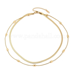 304 Stainless Steel Snake Chain Double Layer Necklaces for Women&nbsp;LS-NJEW-Z072-03G
