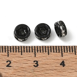 304ステンレススチールラインストーンビーズ  フラットラウンド  鉛フリー＆カドミウムフリー  ラックめっき  長持ちメッキ  ブラック  6x2.5mm  穴：1mm&nbsp;RB-CBAF591-01D-EB