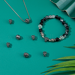 12個 2スタイル 304ステンレススチールビーズ  虎  アンティークシルバー  10~11x8~11x9~10mm  穴：2mm  6個/スタイル&nbsp;STAS-HS0001-77