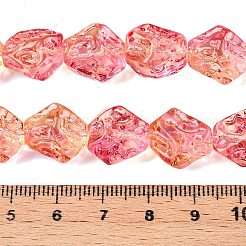 電気メッキガラスビーズセット  ナゲット  ショッキングピンク  13.5~14x13.5x10mm  穴：0.9mm  約49~50個/連  26.97~27.56インチ（68.5~70cm）&nbsp;EGLA-N012-09G
