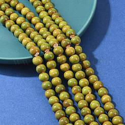 Handmade Fancy Antique Glazed Porcelain Ceramic Round Beads Strands&nbsp;PORC-L019-8mm-10