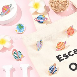 天体テーマのエナメルピン8個、8スタイル  バックパック用合金ラペルピンバック  混合図形  ゴールドカラー  ミックスカラー  22~32x28~41mm  1個/スタイル&nbsp;JEWB-CJ0003-52