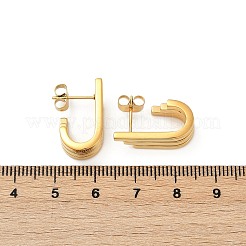 304ステンレススチールスタッドピアス  イオンプレーティング（ip）  14KGP本金メッキ  オーバル  20x6.5x11mm&nbsp;EJEW-G423-33C-G