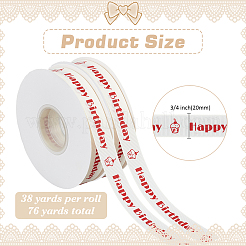 ハッピーバースデーという言葉ポリエステルリボン  花束の飾りに  ギフト包装  レッド  3/4インチ（20mm）  約38.00ヤード（34.75m）/ロール&nbsp;OCOR-WH0109-104B