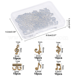 合金カボション  音符  UV樹脂フィラー用  エポキシ樹脂ジュエリー作り  アンティークブロンズ  90個/箱&nbsp;PALLOY-OC0002-56AB