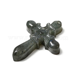 天然石混合石彫刻ペンダント  クロスチャーム  47x36x8mm  穴：1.2mm&nbsp;G-K248-02