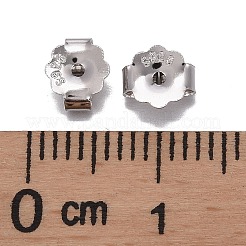変色防止ロジウムメッキスターリングシルバーのイヤリングナット925個  スタンプ925個付き  プラチナ  5x6x3mm  穴：0.8mm&nbsp;STER-K167-039P
