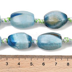 天然石ドラゴンアゲート瑪瑙ビーズ連売り  染め＆加熱  ランタン  ブルー  19~20x14~16mm  穴：2.5~3mm  約14~15個/連  15.35''（39センチメートル）&nbsp;GG-CBA8E33-A01-01