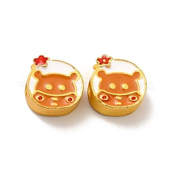 メッキ合金エナメル欧州ビーズラック  大穴ビーズ  カドミウムフリー＆鉛フリー  マットゴールドカラー  リス  レッド  11.5x11.5x8mm  穴：4mm&nbsp;PALLOY-E006-06MG-01