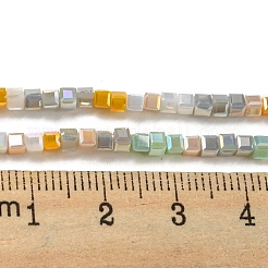 電気メッキガラスビーズセット  フル虹メッキ  多面カット  キューブ  オレンジ  2~2.5x2.5~3x2.5~3mm  穴：0.8mm  約186個/連  18.31''（46.5センチメートル）&nbsp;EGLA-F121-FR-B02