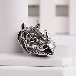 アンティークシルバー3Dサイ形状のペンダント  304ステンレスペンダント  アンティークシルバー  35.5x20x24mm  穴：5x8.5mm&nbsp;STAS-H061-09AS