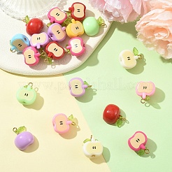 20PCSアクリルパーツ  りんご  プラチナ鉄ループ付き  ミックスカラー  20mm  穴：2mm&nbsp;PALLOY-YW00129