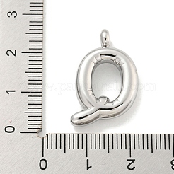 変色しない304ステンレススチールペンダント  レターチャーム  ステンレス鋼色  文字Q  26x15x4.5mm  穴：3mm&nbsp;STAS-C102-16P-Q