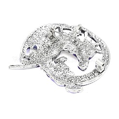 バックパックの服に使える、盤竜合金エナメルのラペルピン  アンティークシルバー  暗紫色  51x44mm&nbsp;JEWB-G044-02AS-02