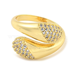 Brass Micro Pave Clear Cubic Zirconia Open Cuff Ring for Women&nbsp;LS-RJEW-M173-06B-G