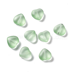 電気メッキすりガラスビーズ  ハート  薄緑  10x10x5mm  穴：1mm&nbsp;LS-EGLA-H102-08A