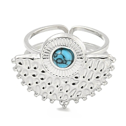304 Stainless Steel Synthetic Turquoise Cuff Rings&nbsp;G-Z056-02P-04