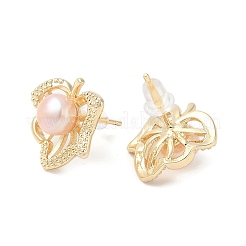 Natural Pearl Ear Studs&nbsp;EJEW-P285-02G