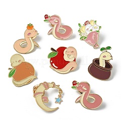 14Pcs 7 Styles Snake Enamel Pins&nbsp;JEWB-CJ0001-55