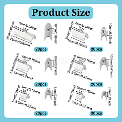 120個 6スタイル 304ステンレススチールリボンカシメエンドパーツ子  長方形  ステンレス鋼色  6~10x6.5~25mm  穴：3mm  20個/スタイル&nbsp;STAS-UN0063-91P