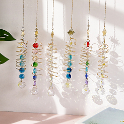 6Pcs 3 Styles Glass Teardrop Window Hanging Suncatchers&nbsp;HJEW-BM0001-48