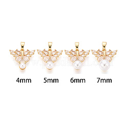 Brass with Cubic Zirconia Cup Pearl Peg Bails Pin Pendants&nbsp;KK-T079-51G