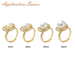Flower Brass Micro Pave Cubic Zirconia Adjustable Ring Settings&nbsp;KK-K297-18G