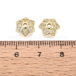 Brass Micro Pave Clear Cubic Zirconia Bead Caps&nbsp;KK-Q071-13G-02