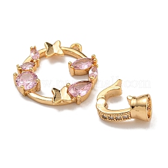 Brass Micro Pave Cubic Zirconia Fold Over Clasps&nbsp;KK-U037-30G-02