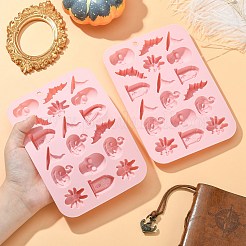ハロウィーンのテーマ diy スカル & 魔女帽子 & クモ & コウモリ & ウィンドウ食品グレードのシリコーン金型  フォンダン型  レジン型  チョコレート用  キャンディ  レジンクラフト作り  ピンク  183x125x15mm&nbsp;SIL-CJC0001-05