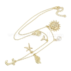 Bohemian Summer Beach Style 18K Gold Plated Shell Shape Initial Pendant Necklaces&nbsp;IL8059-10