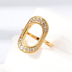 304 Stainless Steel Rhinestone Cuff Open Rings for Women&nbsp;RB-CBA2039-01G-01
