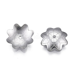 変色しない304ステンレススチールビーズキャップ  マルチ花弁  花  ステンレス鋼色  10.5x10x2mm  穴：0.9mm&nbsp;STAS-S057-51B-P