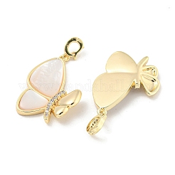 Brass Micro Pave Clear Cubic Zirconia Pendants&nbsp;KK-L211-019G-01