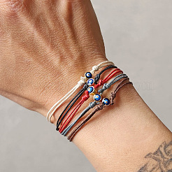 Handmade Punk Style Evil Eye Glass Seed Beads Braided Bead Bracelet&nbsp;HU3353