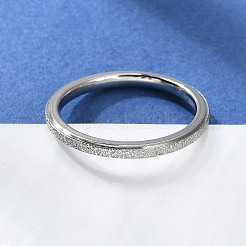 変色しないテクスチャ加工の201ステンレススチール製シンプルで薄い女性用指輪  ステンレス鋼色  2mm  内径：17mm&nbsp;RJEW-I089-26P